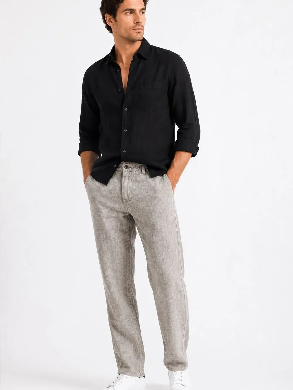 John Varvatos USA Gray Linen Classic Straight Pants Men’s 34 Coastal Luxury NWOT